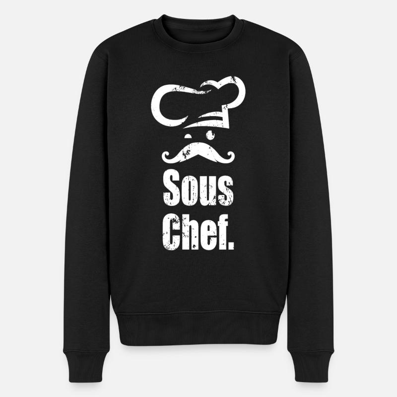 Sous Chef - Chefkoch Küchenchef mit Schnurrbart - Männer Premium Bio Pullover - Schwarz