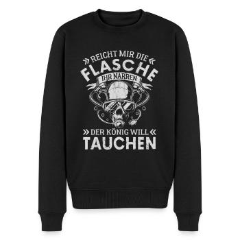 REICHT MIR DIE FLASCHE KÖNIG WILL TAUCHEN GESCHENK - Männer Premium Bio Pullover - Schwarz - Vorne - Nico (187cm)