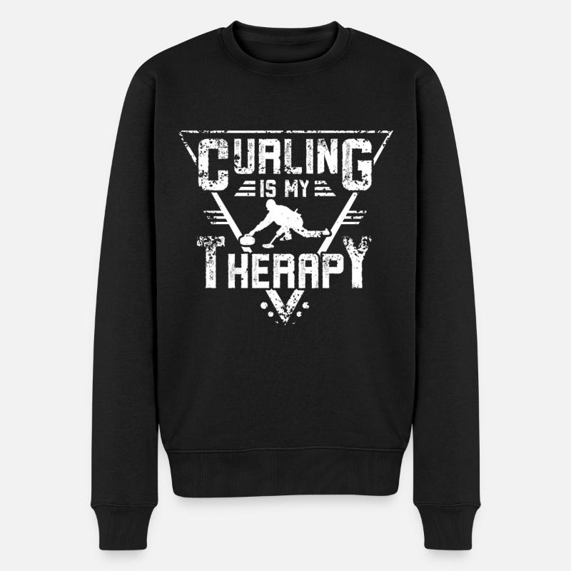 Curling is my therapy - Pull Premium bio Homme - noir