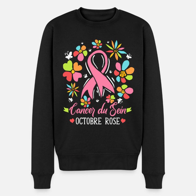Octobre Ruban Rose Cancer du Sein Sensibilisation - Pull Premium bio Homme - noir