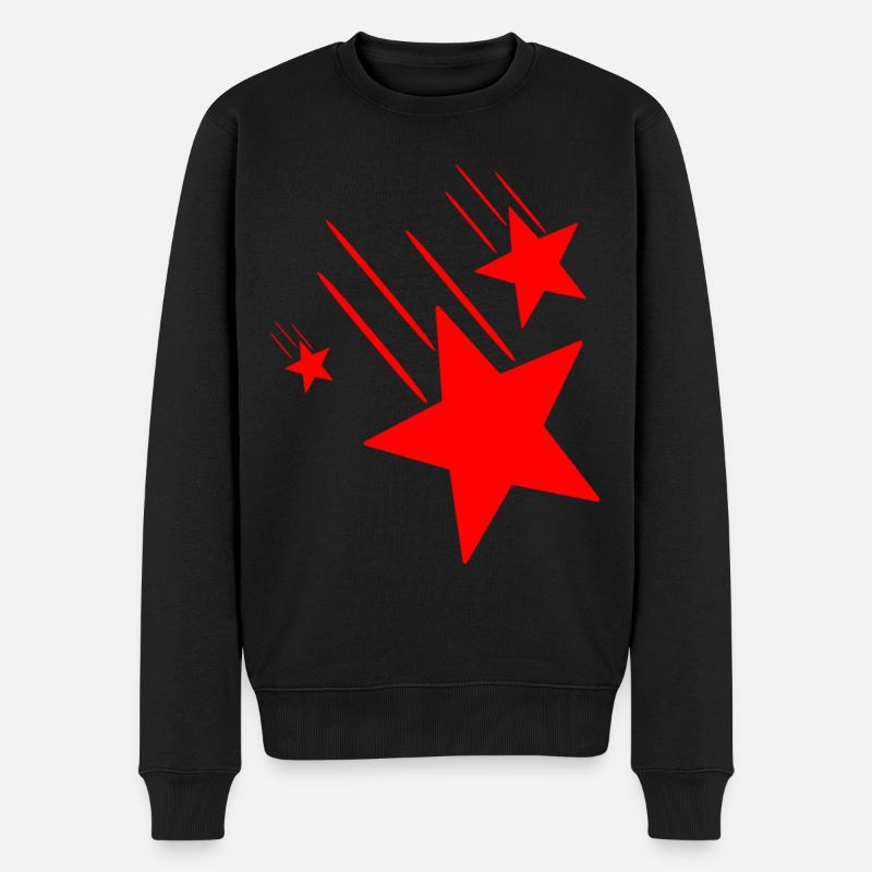 Rote Sterne - Männer Premium Bio Pullover - Schwarz