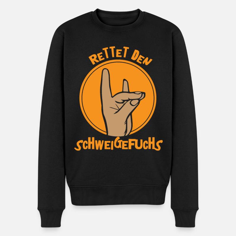 Schweigefuchs Leisefuchs Geschenkidee Geschenk - Männer Premium Bio Pullover - Schwarz