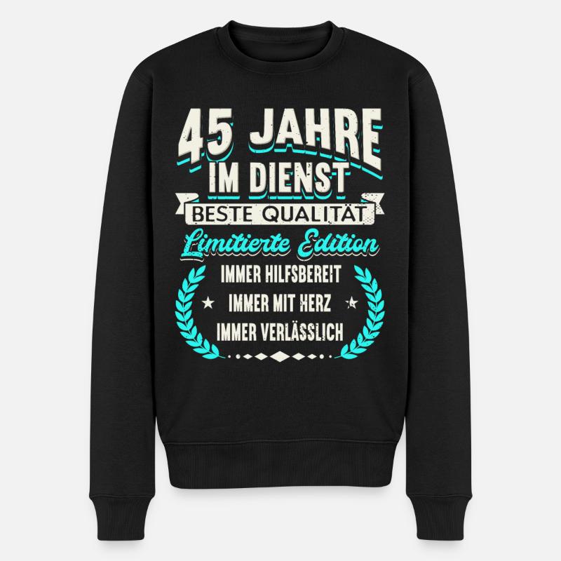 45 Jähriges Dienstjubiläum Firmenjubiläum - Männer Premium Bio Pullover - Schwarz