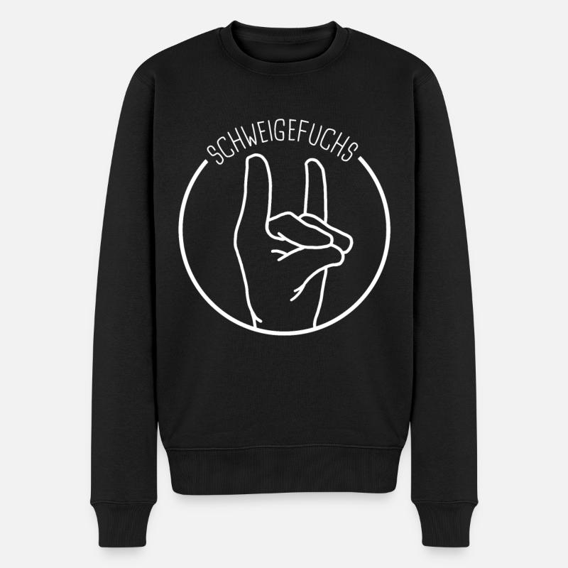 Schweigefuchs Leisefuchs Geschenkidee Geschenk - Männer Premium Bio Pullover - Schwarz