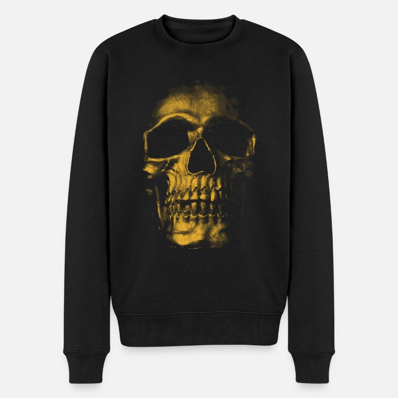 goldener Totenkopf - Männer Premium Bio Pullover - Schwarz