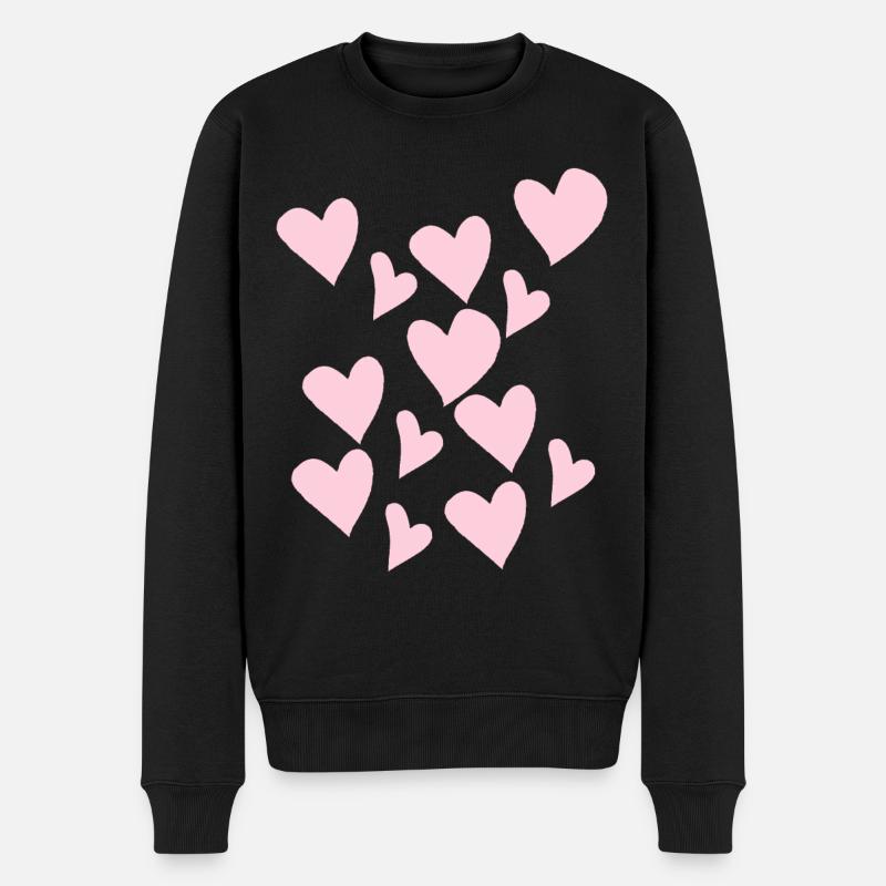 Cœurs roses délicats - Pull Premium bio Homme - noir
