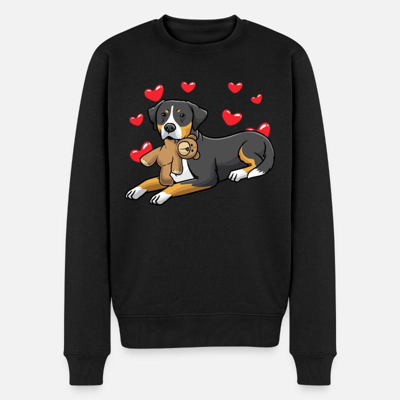 Grosser Schweizer Sennenhund Hund mit Kuscheltier - Männer Premium Bio Pullover - Schwarz