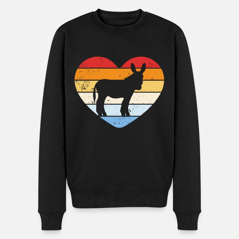 Esel Herz Retro - Männer Premium Bio Pullover - Schwarz