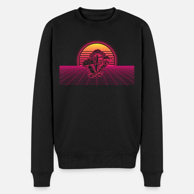 Mushroom Vaporwave - Männer Premium Bio Pullover - Schwarz