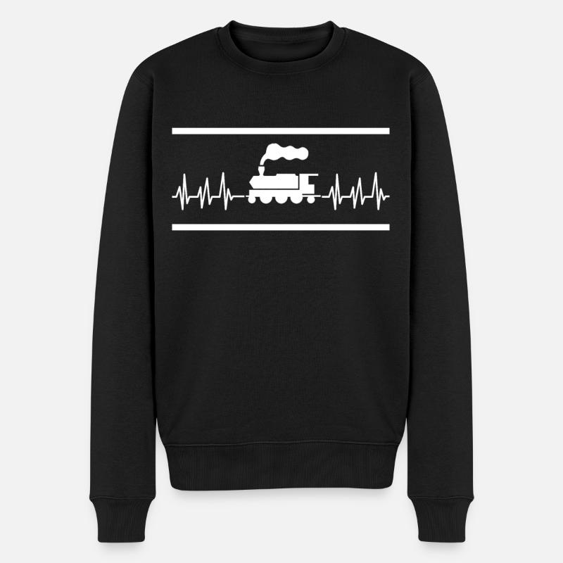 Eisenbahn - Männer Premium Bio Pullover - Schwarz