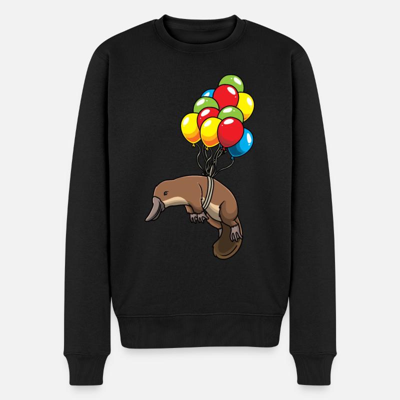 Schnabeltier mit Luftballons lustige Tiere - Männer Premium Bio Pullover - Schwarz
