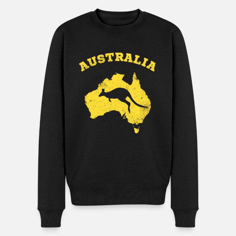 Känguru Australien Patriotisch Vintage Karte - Männer Premium Bio Pullover - Schwarz