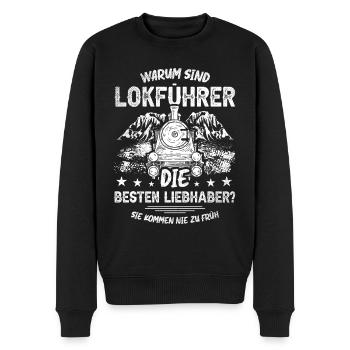 Eisenbahn - Männer Premium Bio Pullover - Schwarz - Vorne - Nico (187cm)