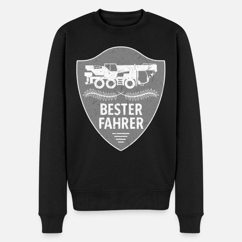 Bester Fahrer Lastkran Lastkraftwagen LKW Kran - Männer Premium Bio Pullover - Schwarz