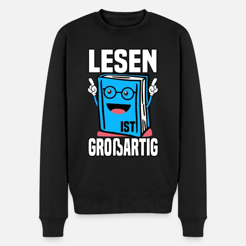 Buch Bücher Bibliothek Leser Büchersammler Spruch - Männer Premium Bio Pullover - Schwarz