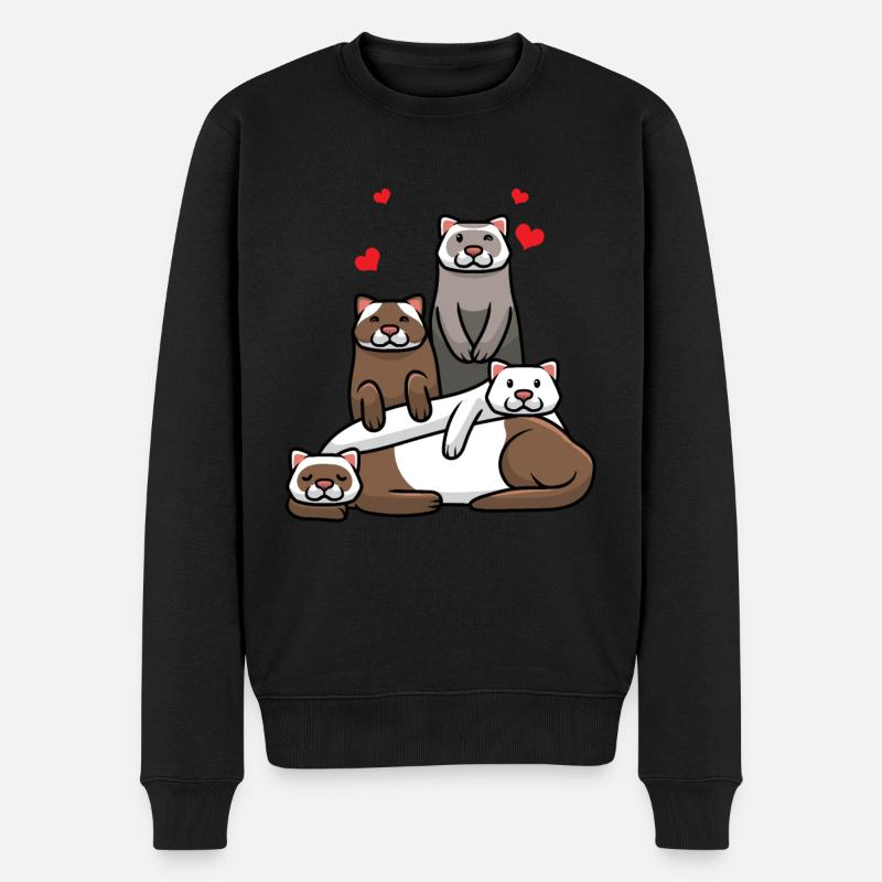 Frettchen Frett - Männer Premium Bio Pullover - Schwarz