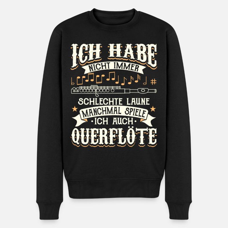 Flötist Flötenspieler Querflöte - Männer Premium Bio Pullover - Schwarz