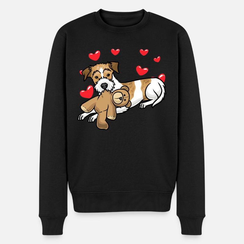Chien Kromfohrländer avec peluche - Pull Premium bio Homme - noir