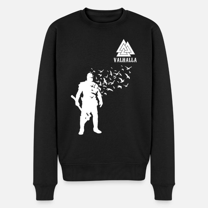 Valhalla Wikinger Axt Krieger Geschenk - Männer Premium Bio Pullover - Schwarz