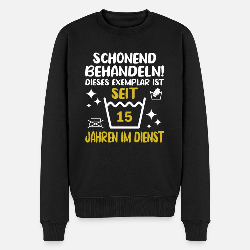 15 Jähriges Dienstjubiläum Firmenjubiläum - Männer Premium Bio Pullover - Schwarz