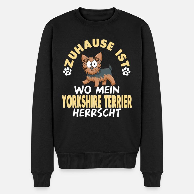 Yorkshire Terrier Hunde - Männer Premium Bio Pullover - Schwarz