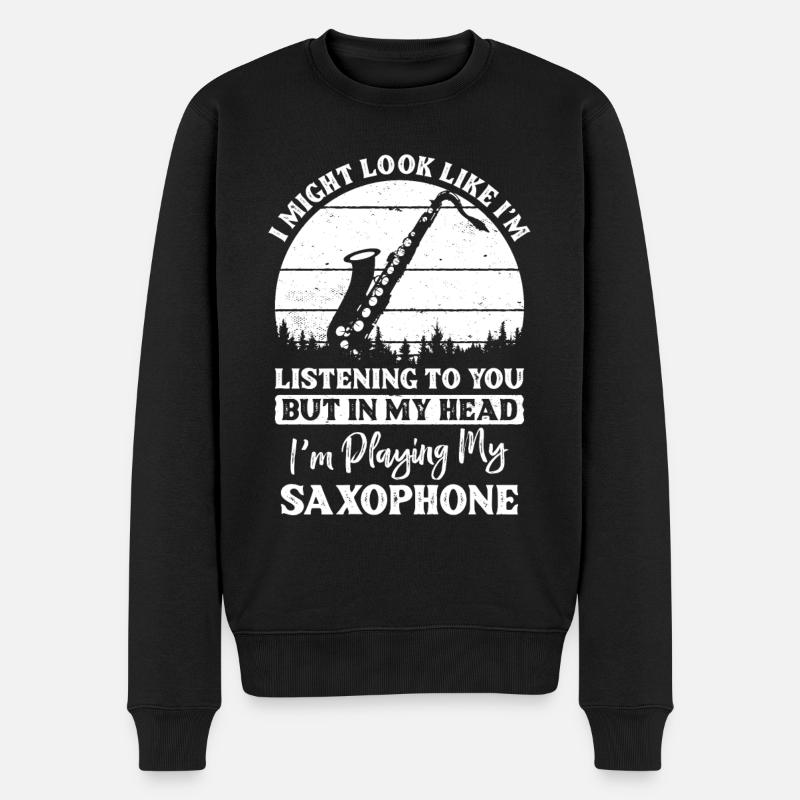 Saxofon - Männer Premium Bio Pullover - Schwarz