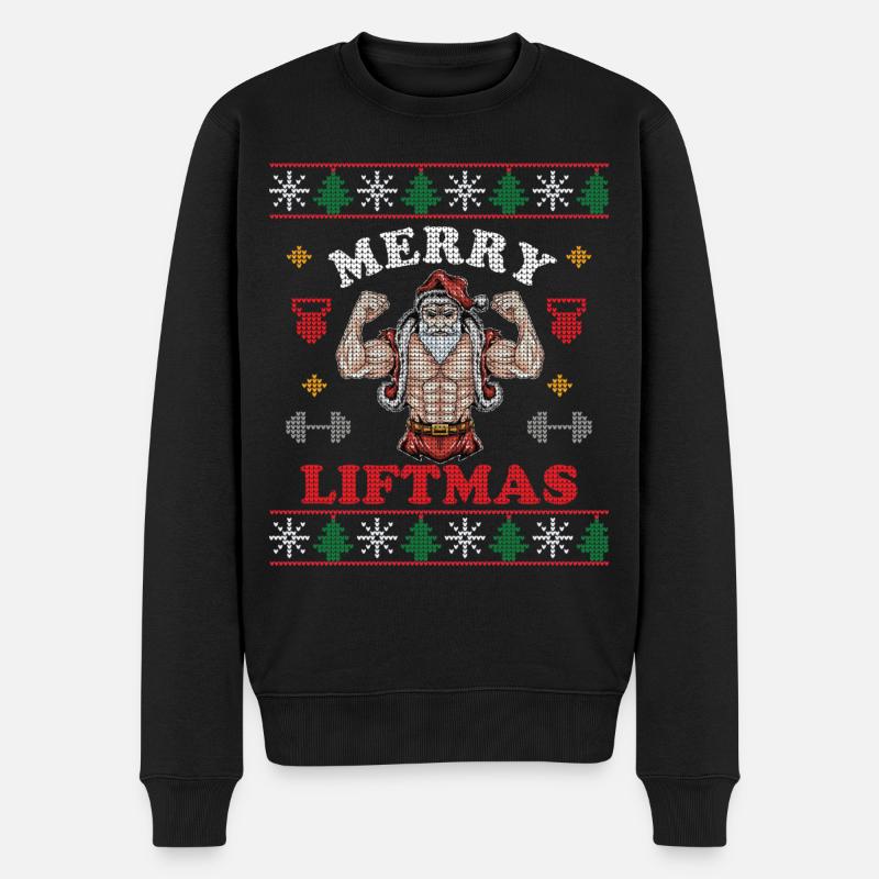 Weihnachten Bodybuilding Gym Merry Liftmas - Männer Premium Bio Pullover - Schwarz