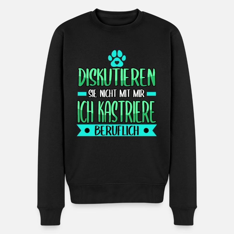 Diskutieren sie nicht mit mir ich kastriere - Männer Premium Bio Pullover - Schwarz