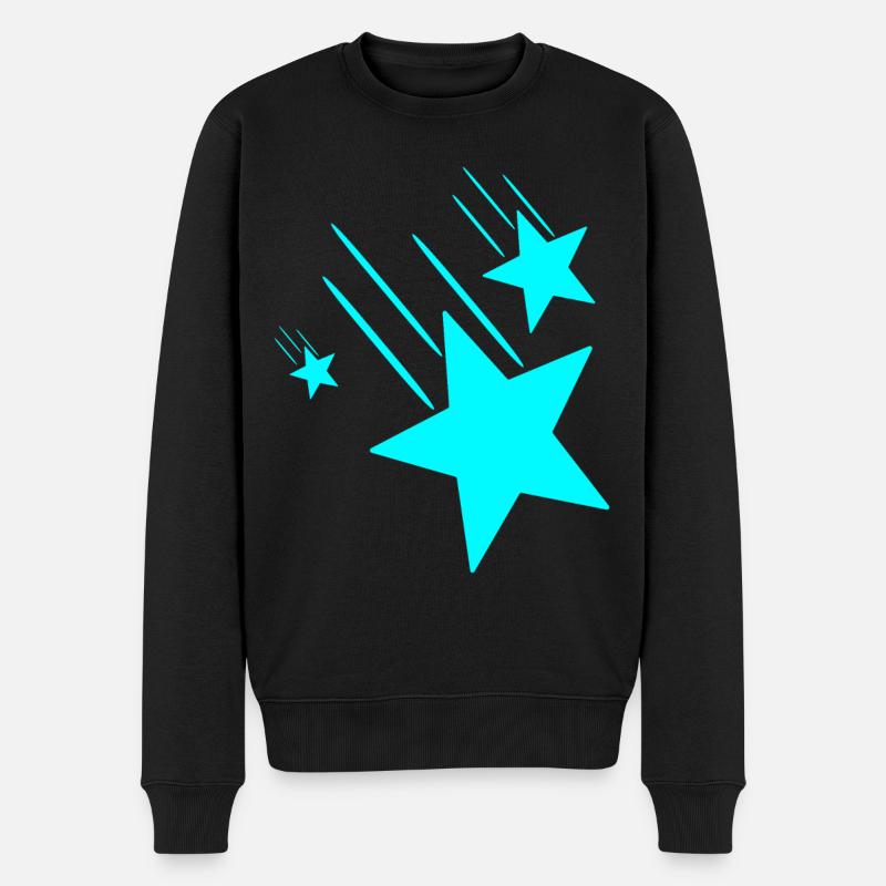 3 Türkisfarbende Sterne - Männer Premium Bio Pullover - Schwarz