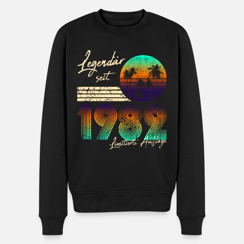 39. Geburtstag Vintage Geschenk Legendär Seit 1982 - Männer Premium Bio Pullover - Schwarz