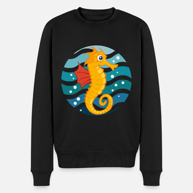 Süßes Seepferdchen Schwimmprüfung Wasser Schwimmer - Männer Premium Bio Pullover - Schwarz