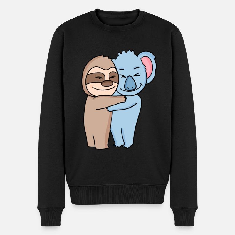 Faultier und Koala niedliche Tiere knuddeln - Männer Premium Bio Pullover - Schwarz
