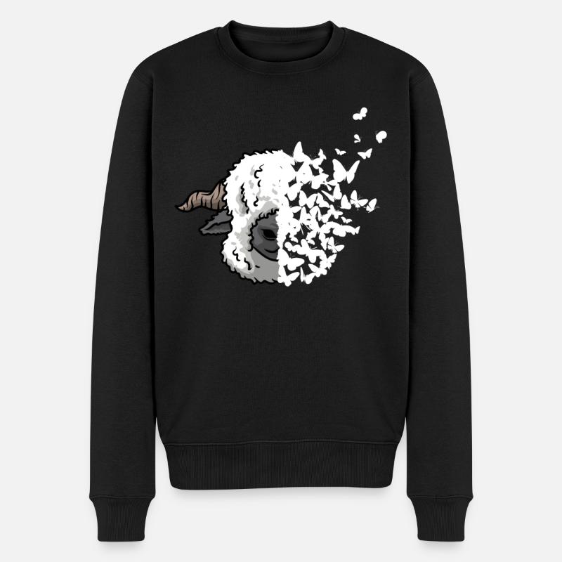Walliser Schwarznasenschaf Gesicht Schmetterling - Männer Premium Bio Pullover - Schwarz