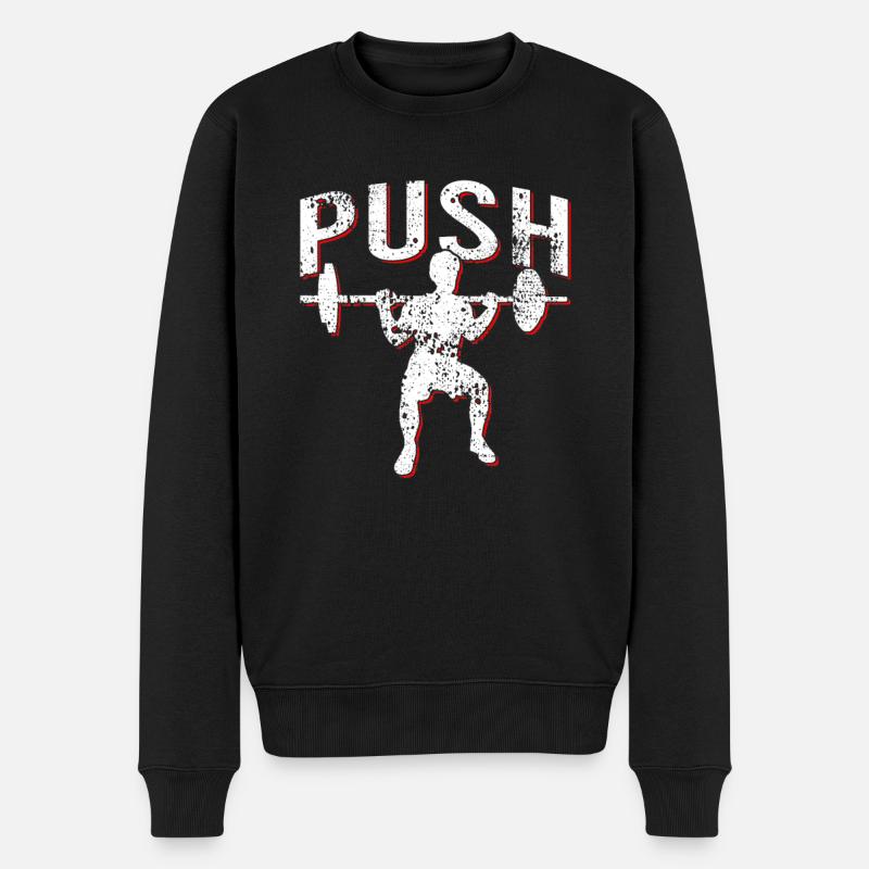 Kraftsport Bodybuilder Push - Männer Premium Bio Pullover - Schwarz