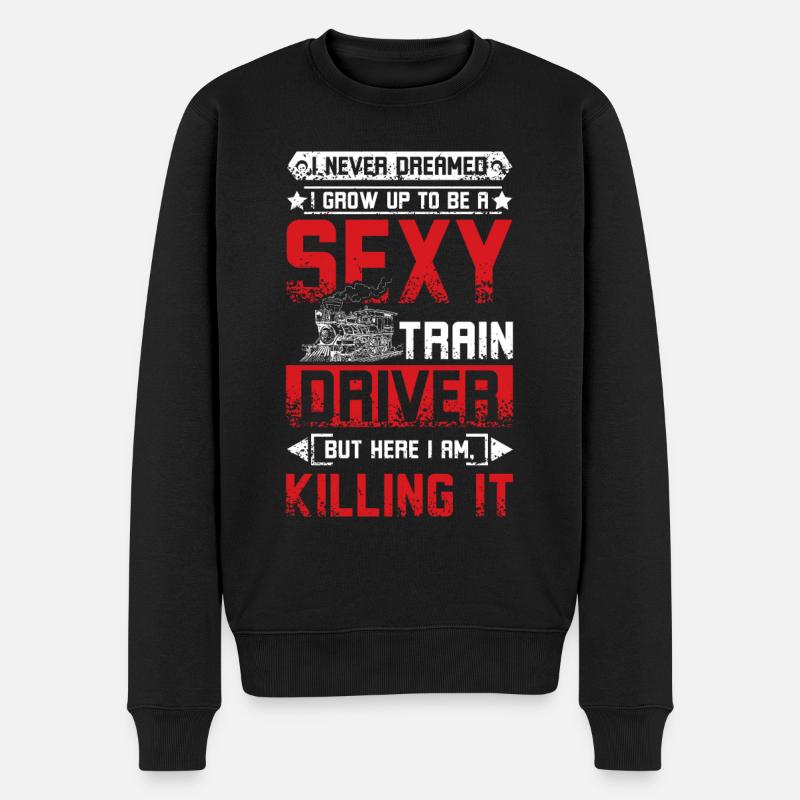 Sexy train driver - Männer Premium Bio Pullover - Schwarz