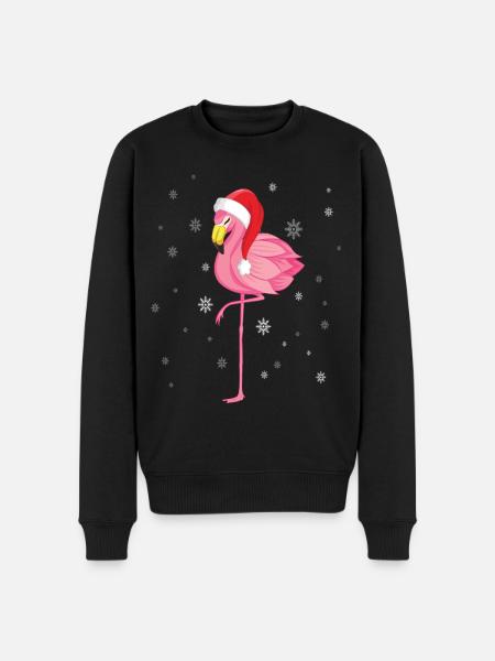 Flamant rose de Noël - Pull Premium bio Homme - noir