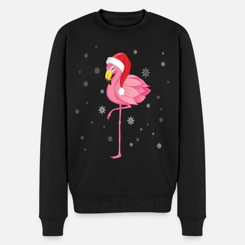 Flamant rose de Noël - Pull Premium bio Homme - noir