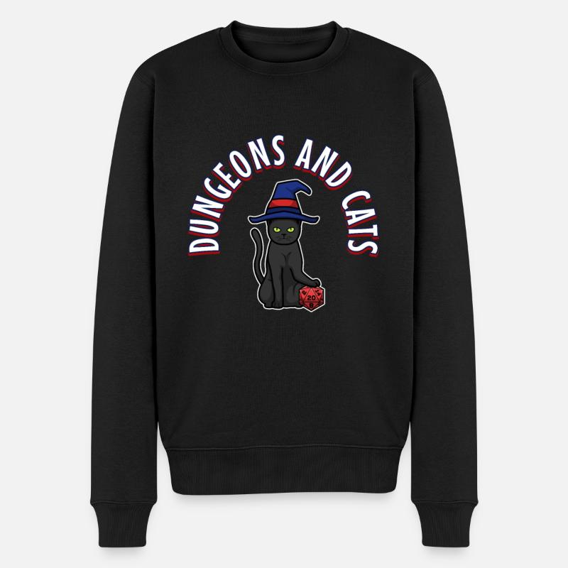 Dungeons and Cats - Männer Premium Bio Pullover - Schwarz