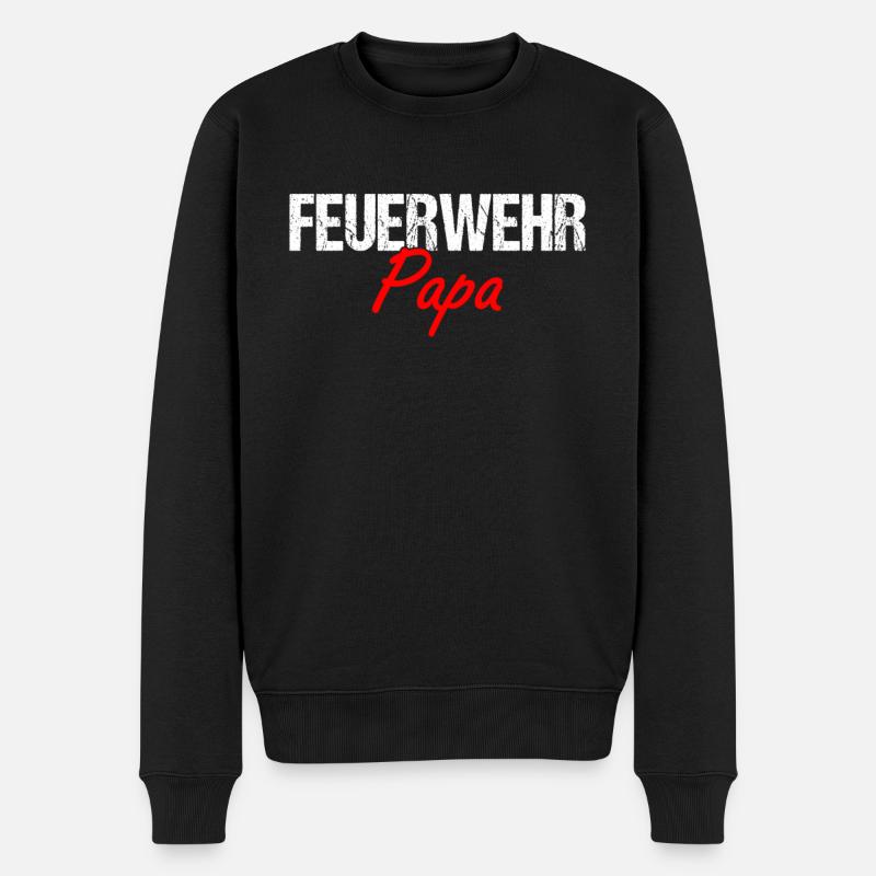 Feuerwehr Papa - Männer Premium Bio Pullover - Schwarz