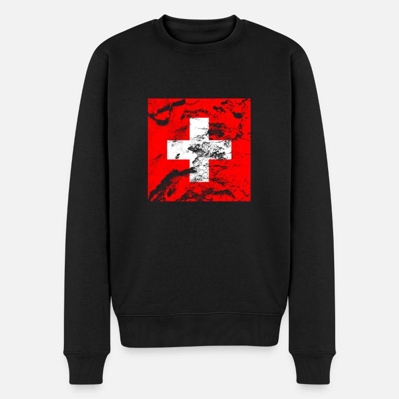 Schweiz Schweizer Flagge - Männer Premium Bio Pullover - Schwarz