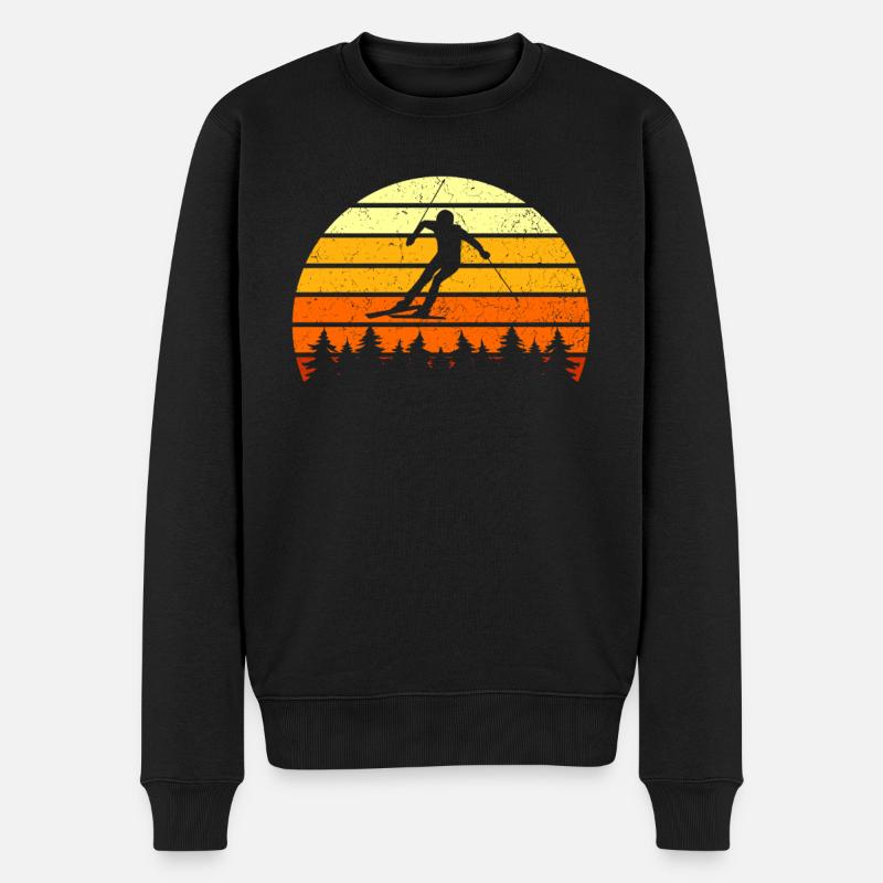 Ski Retro - Männer Premium Bio Pullover - Schwarz