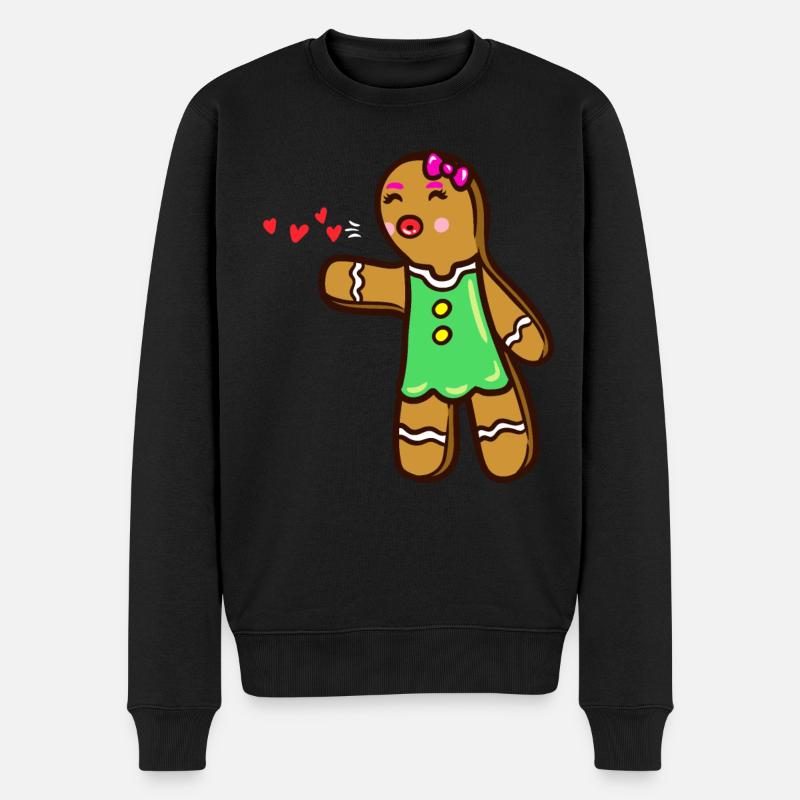 Lebkuchenfrau Partnerlook Pärchen Weihnachten - Männer Premium Bio Pullover - Schwarz
