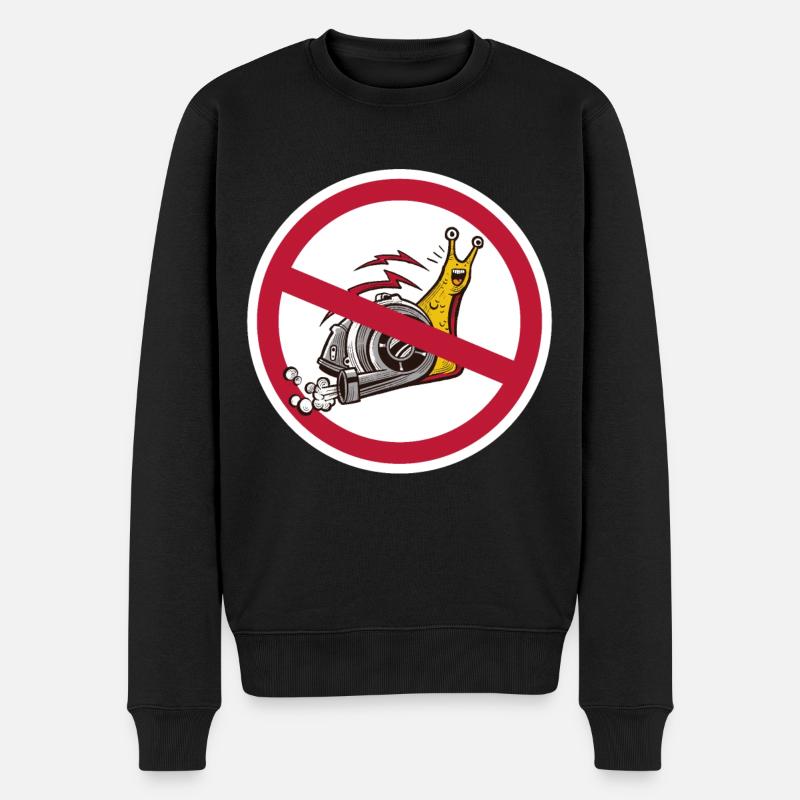 Schild Schnecke Lustig Verkehrszeichen - Männer Premium Bio Pullover - Schwarz