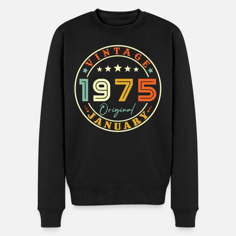 Né en janvier 1975 - Pull Premium bio Homme - noir