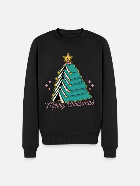 Juletræ Bog Lovers Læs - Økologisk premium-sweatshirt til mænd - sort