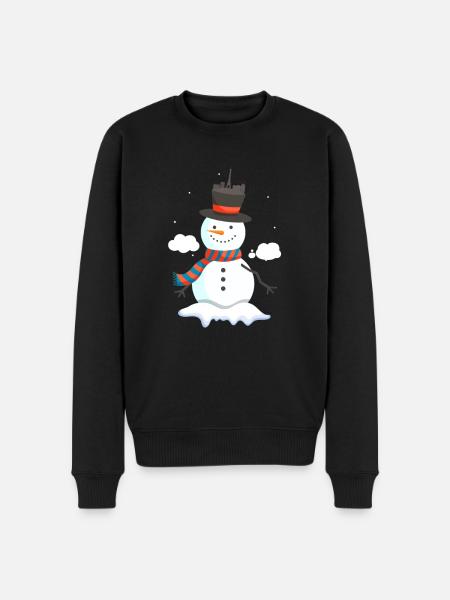 Paris Snowman - Men's Premium Organic Jumper - black