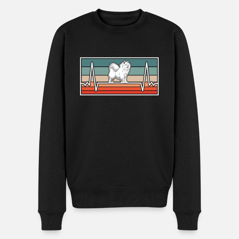 Samoyed Heartbeat Chien de traîneau Samojedenspitz - Pull Premium bio Homme - noir