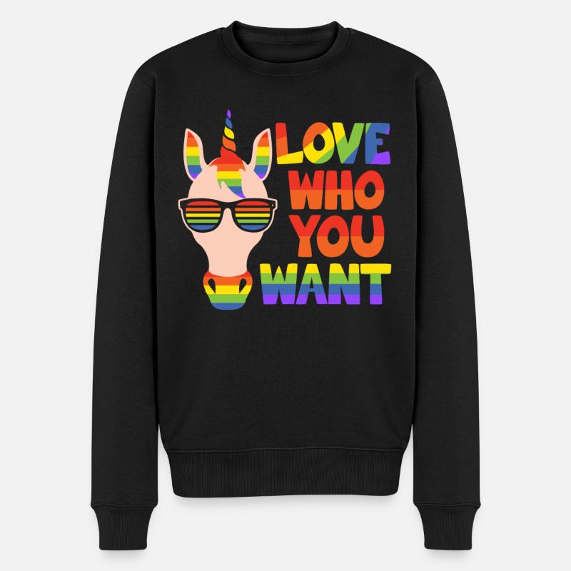 Schwul-Lesbisch LGBT Gemeinschaft Einhorn - Männer Premium Bio Pullover - Schwarz
