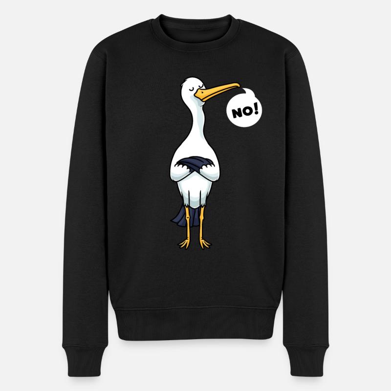 Cigogne têtue Oiseaux cigognes blanches - Pull Premium bio Homme - noir