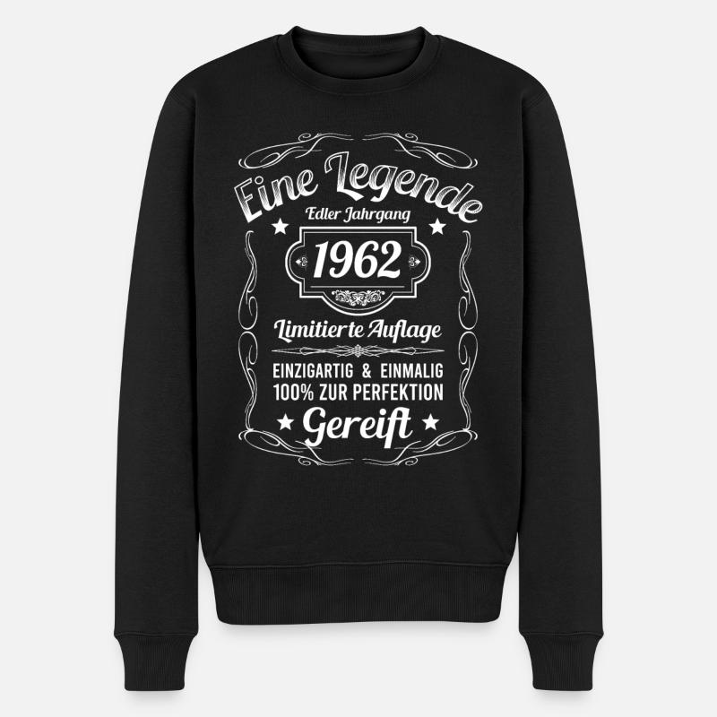 Geburtsjahr 1962 Vintage Geburtstag Legende 1962 - Männer Premium Bio Pullover - Schwarz